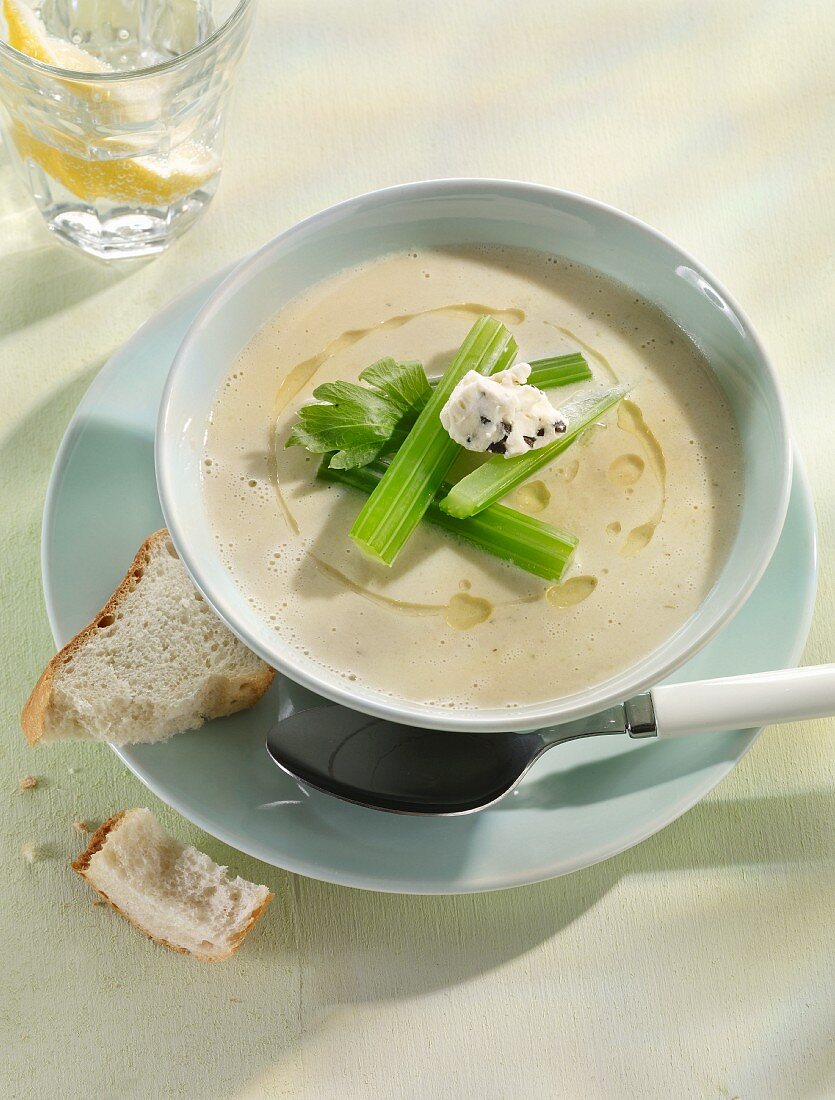 Celery soup with crème fraîche