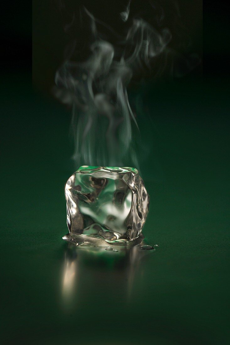 A steaming ice cube