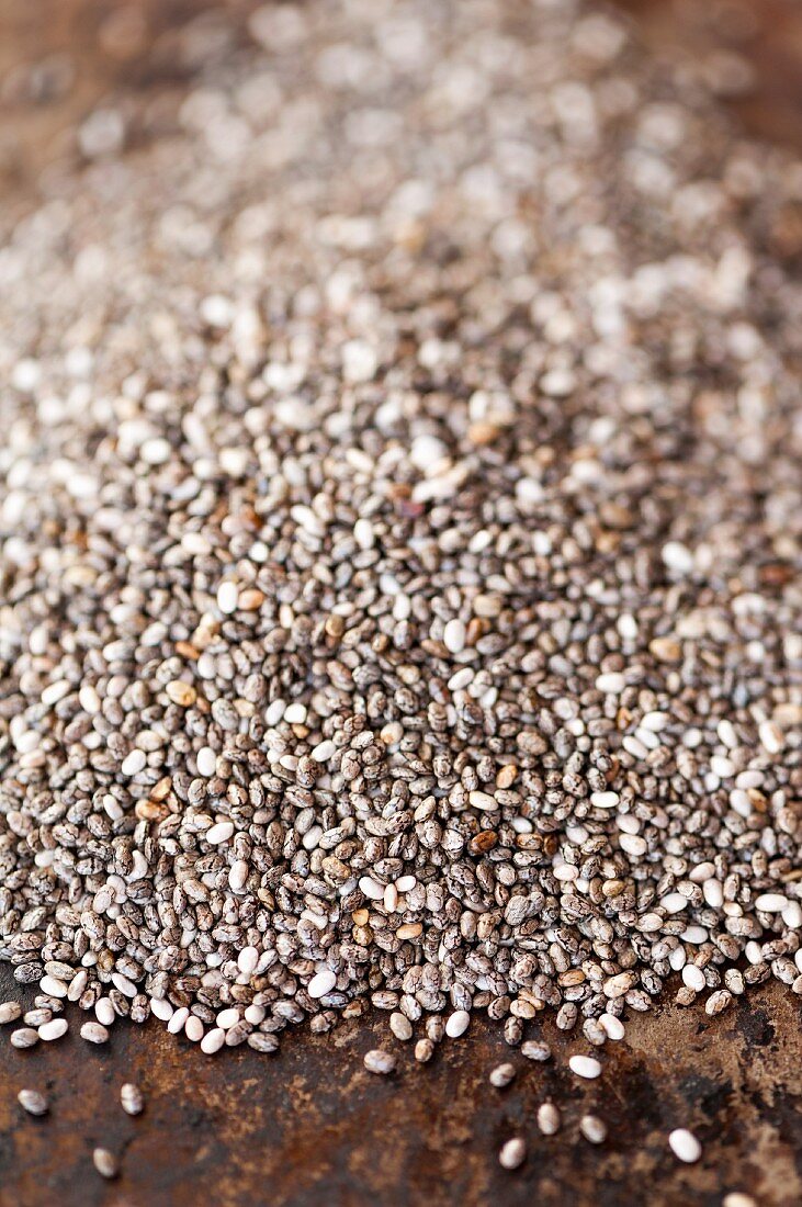 A pile of chia seeds (close-up)