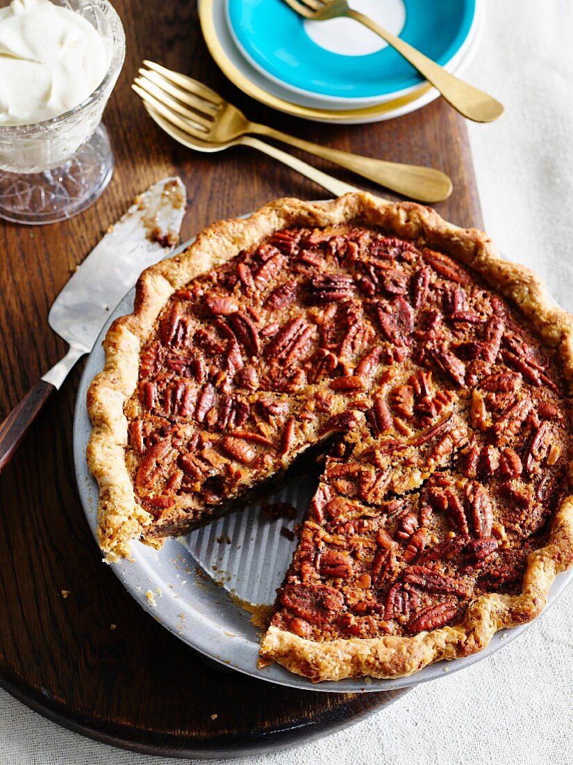 Pecan pie, sliced