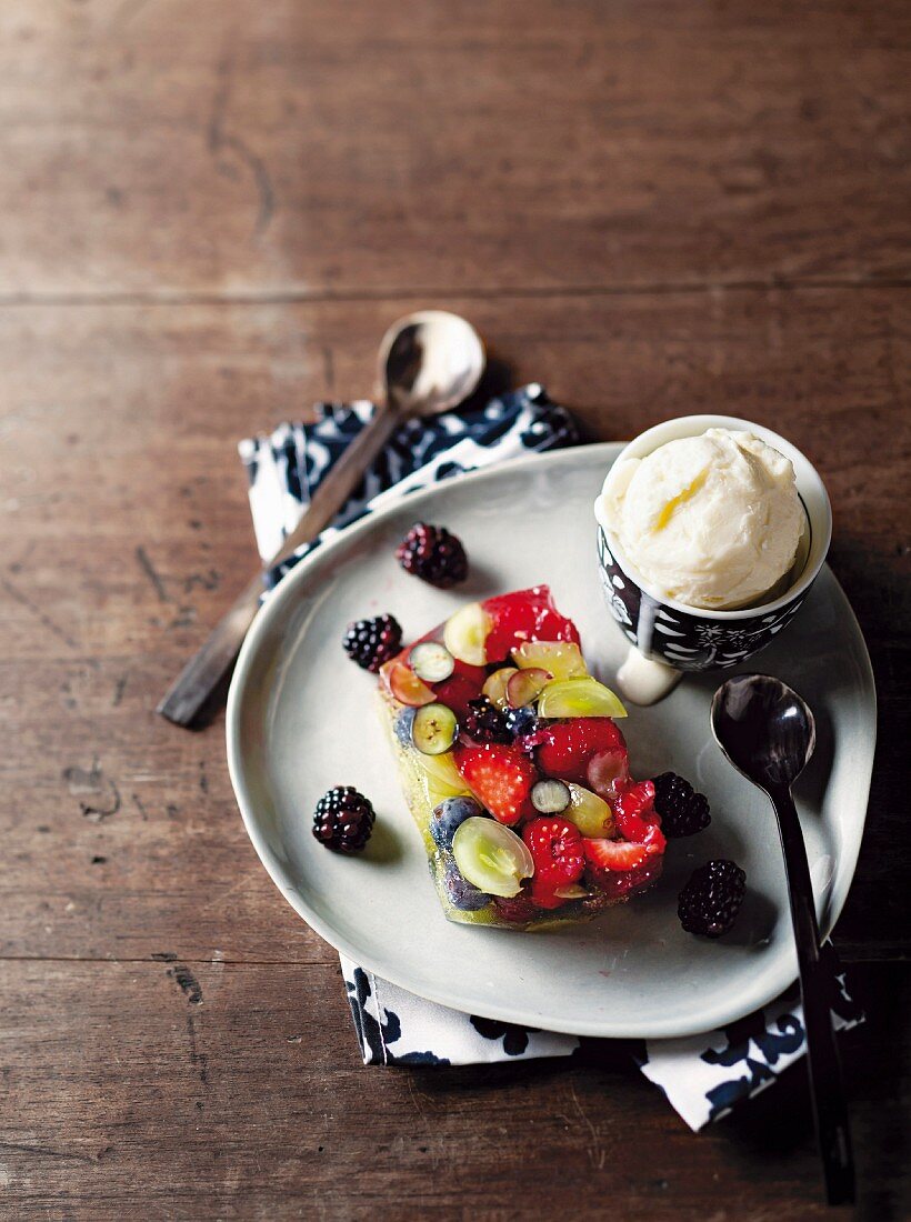 Berry jelly with ice cream