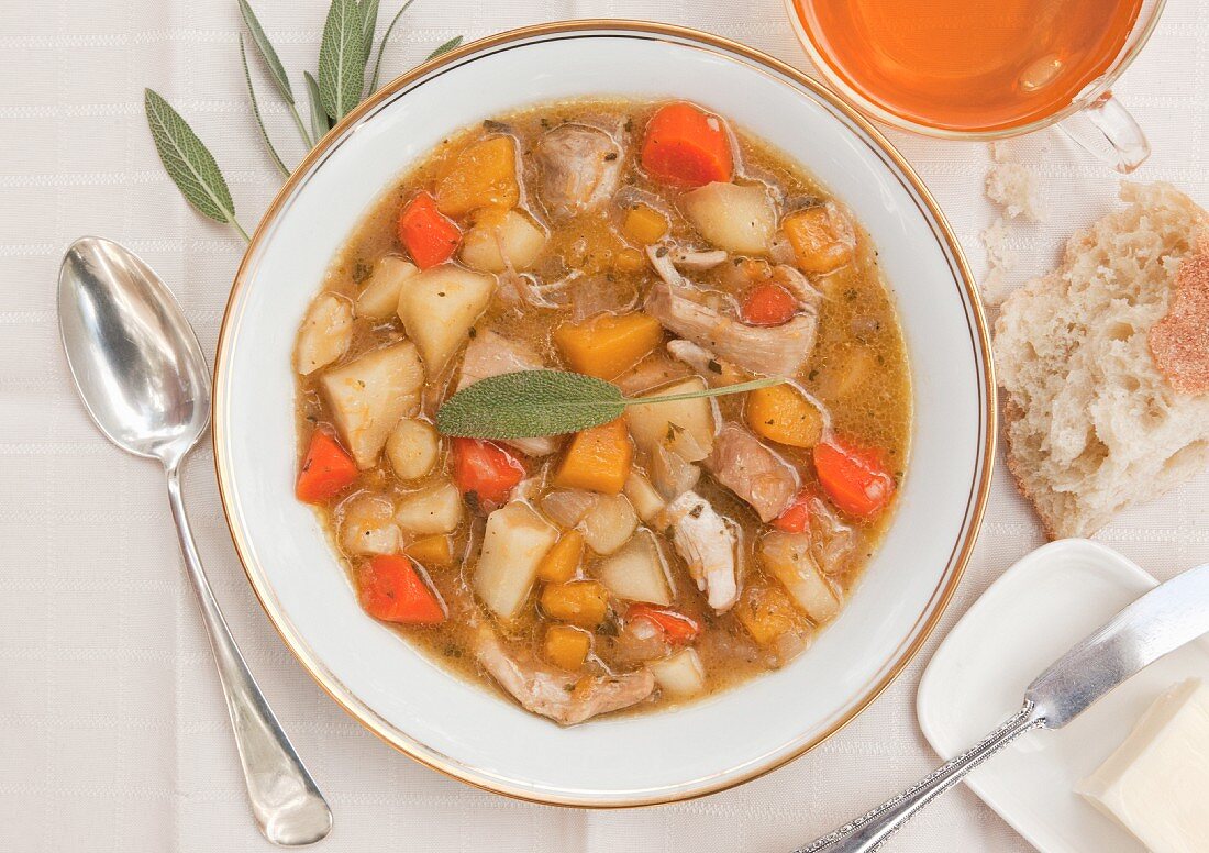 Chicken and butternut squash stew with apple