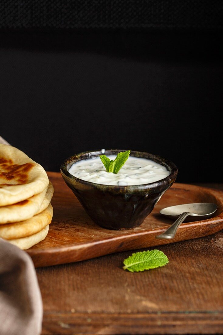 Pita bread with tzatziki