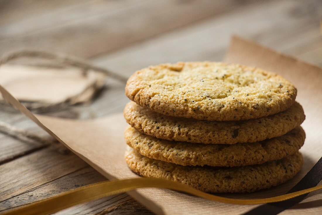 A stack of wholemeal biscuits