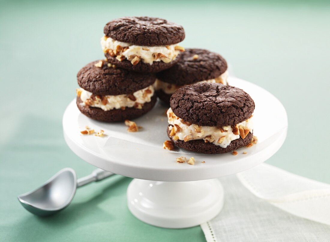 chocolate whoopie pies with an ice cream filling and salted caramel