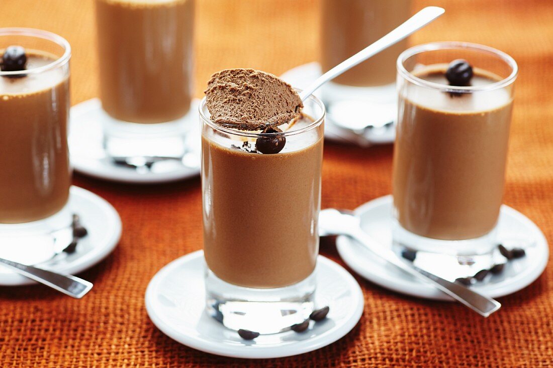 Glasses of coffee mousse