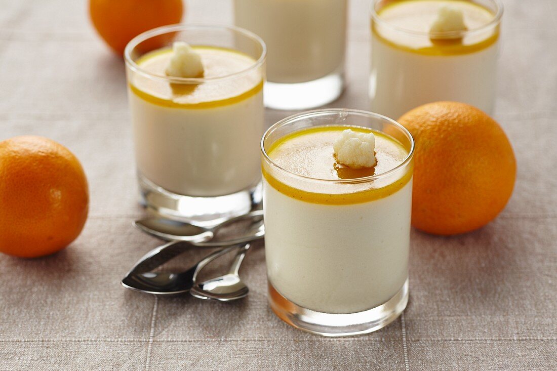 Glasses of orange cream dessert