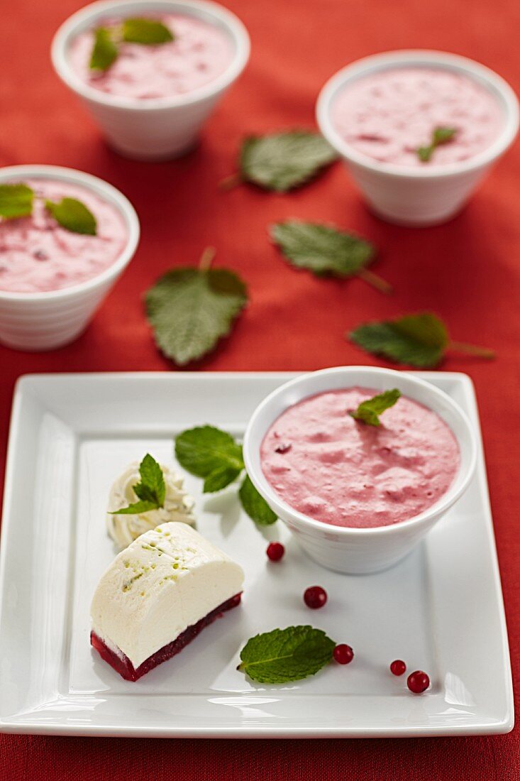 Cream slices with cranberry cream