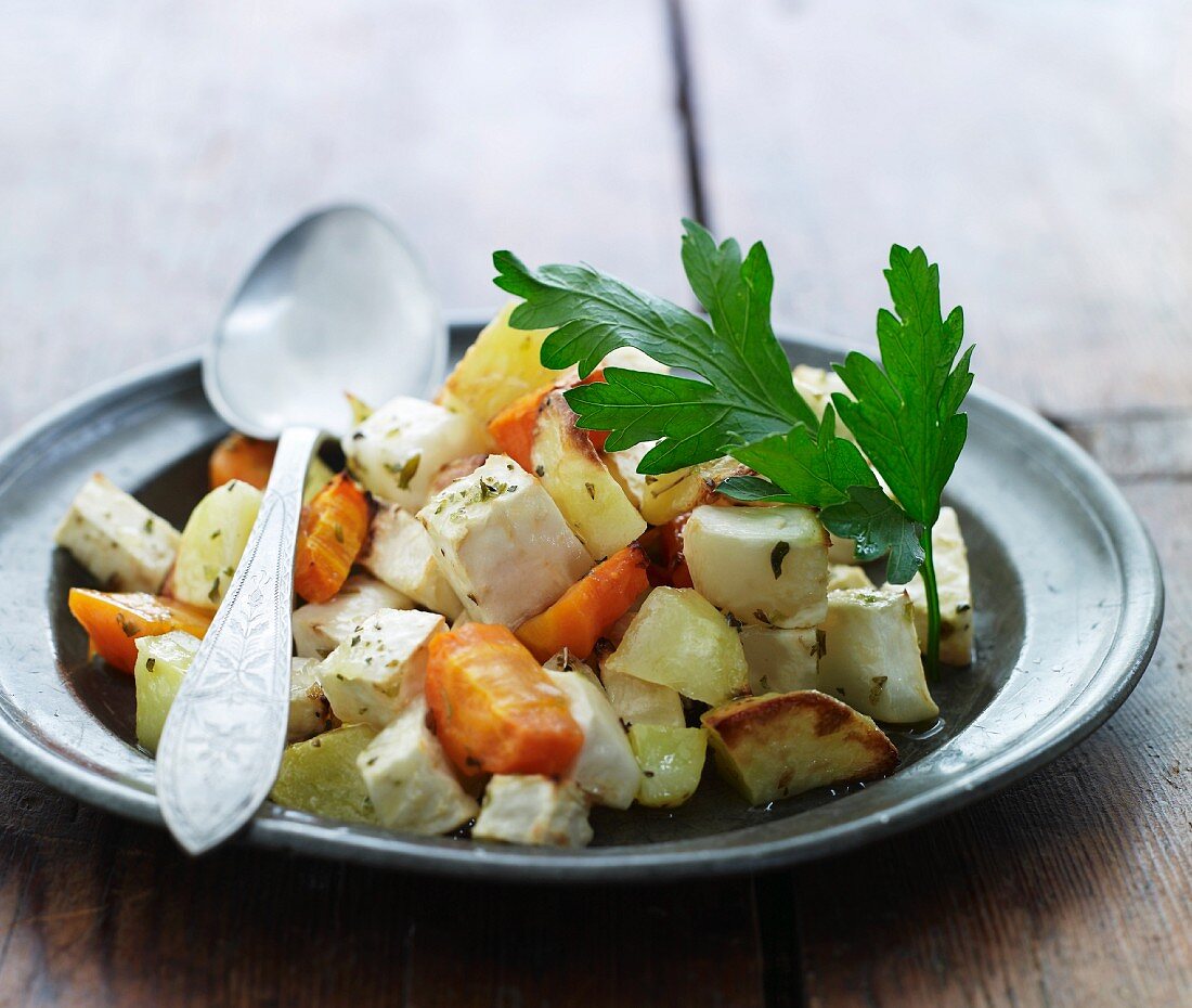 Warm root vegetable salad