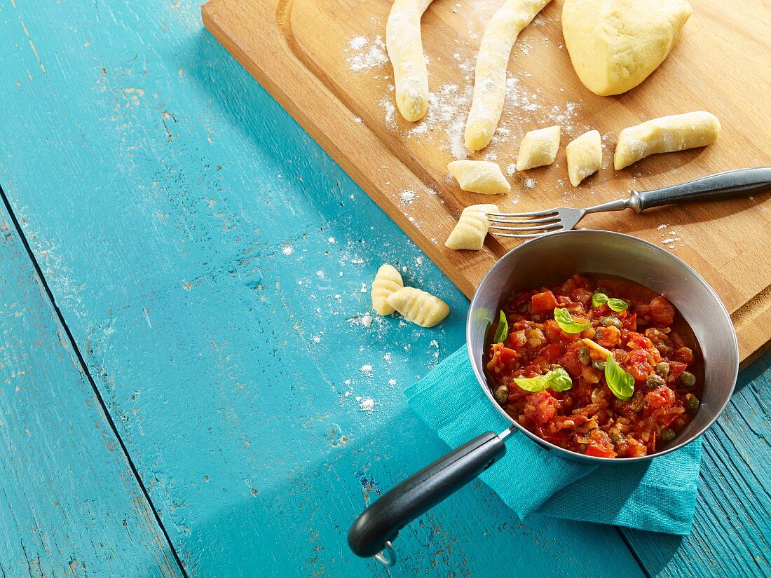 Gnocchi with a tomato and caper sauce