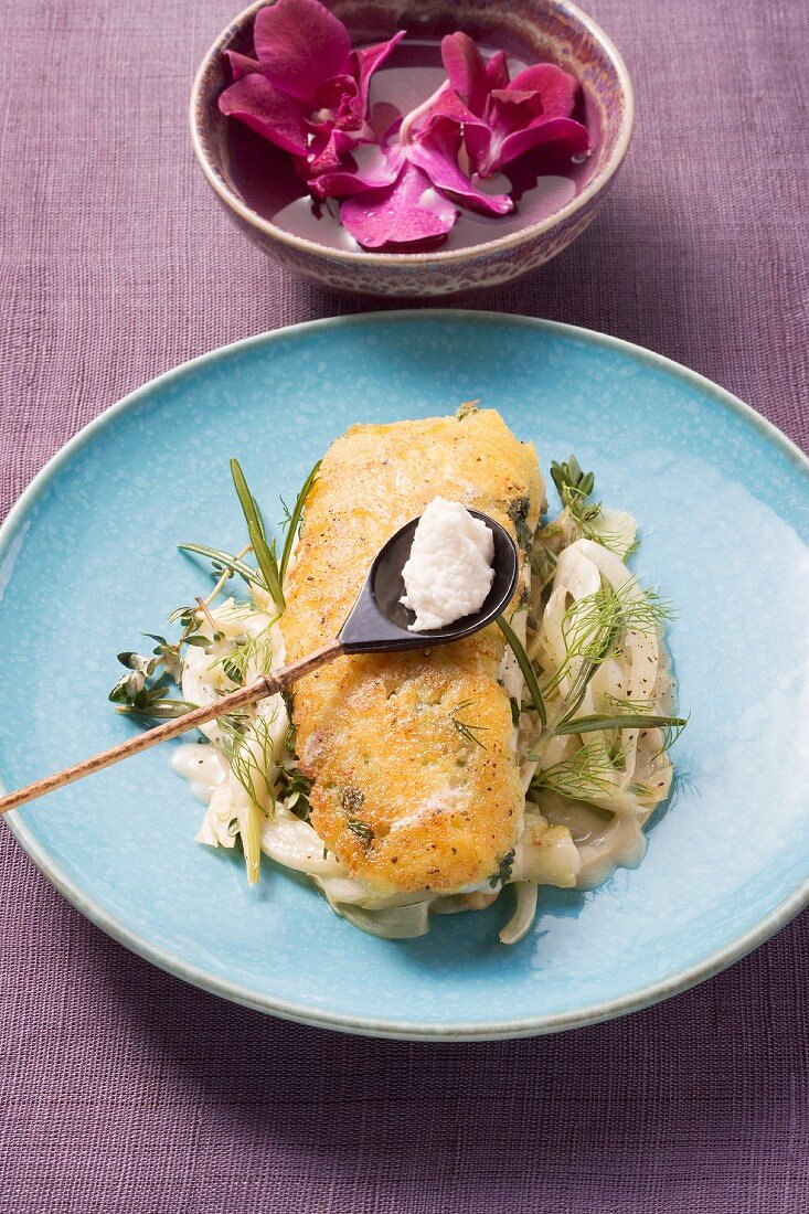 Baked fish fillet with fennel