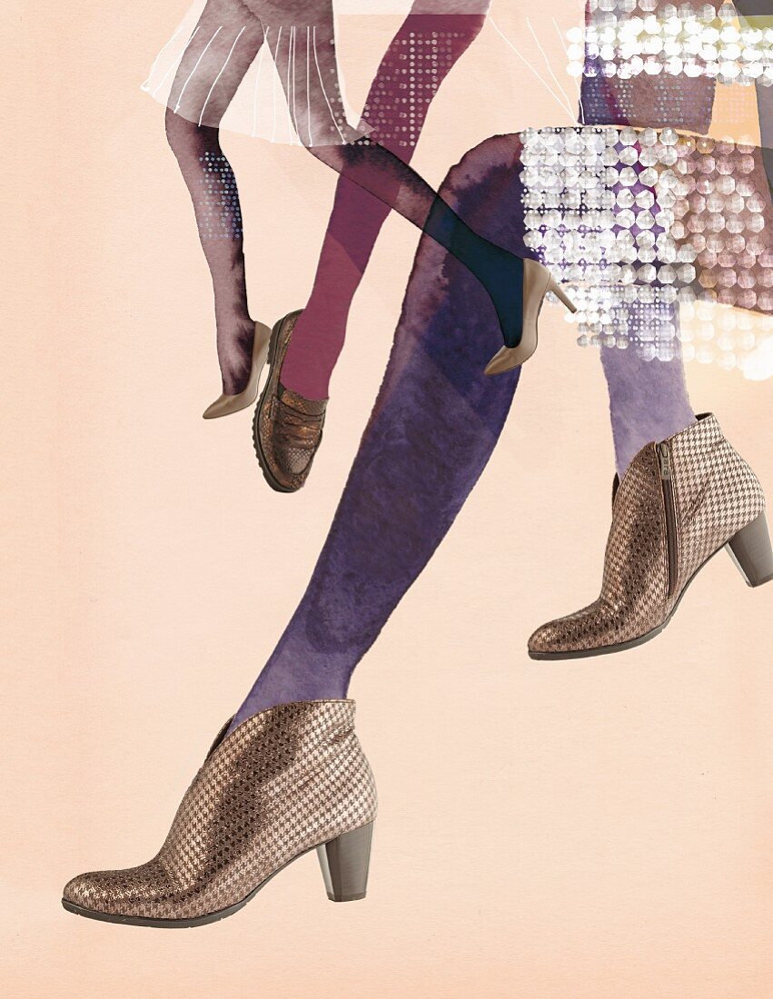 Legs with shoes (illustration and photo montage)