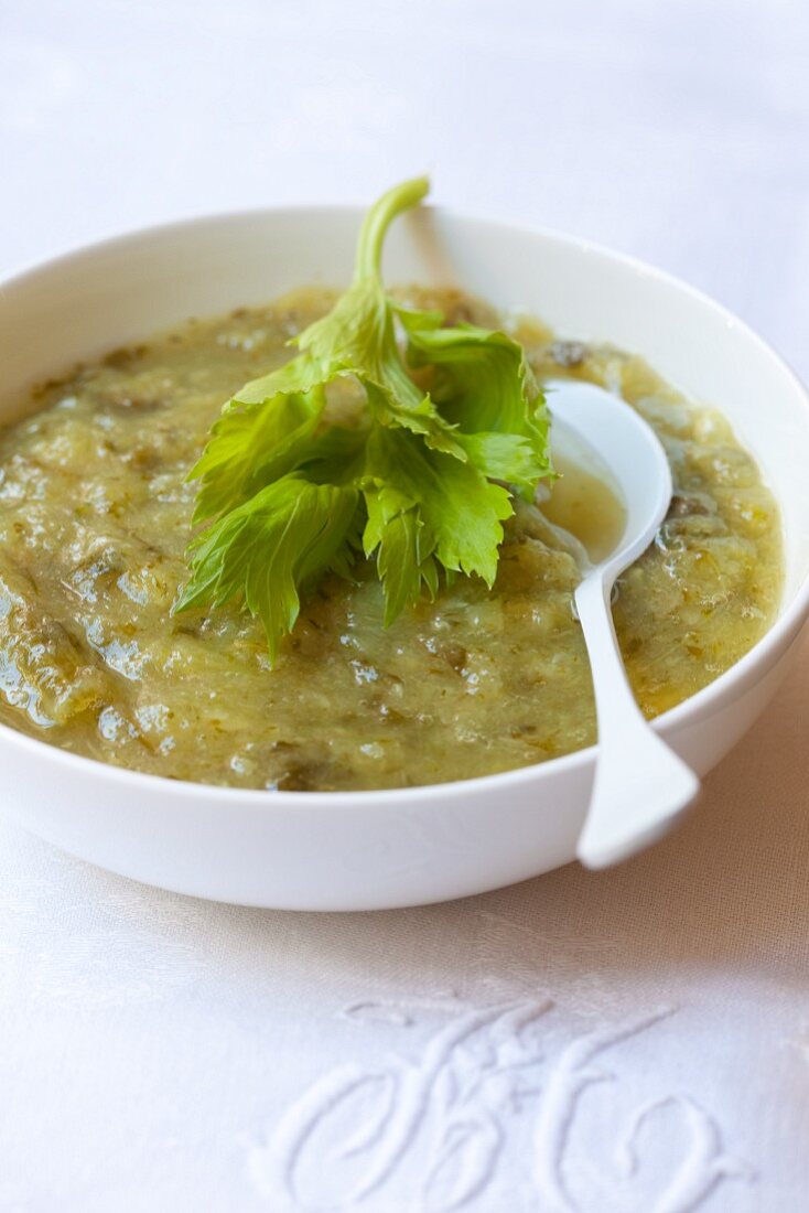 Celery and courgette soup