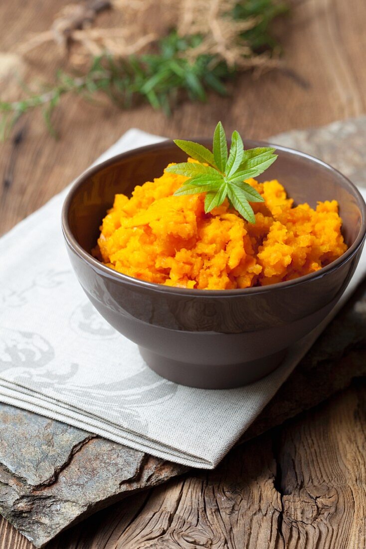 A bowl of carrot purée