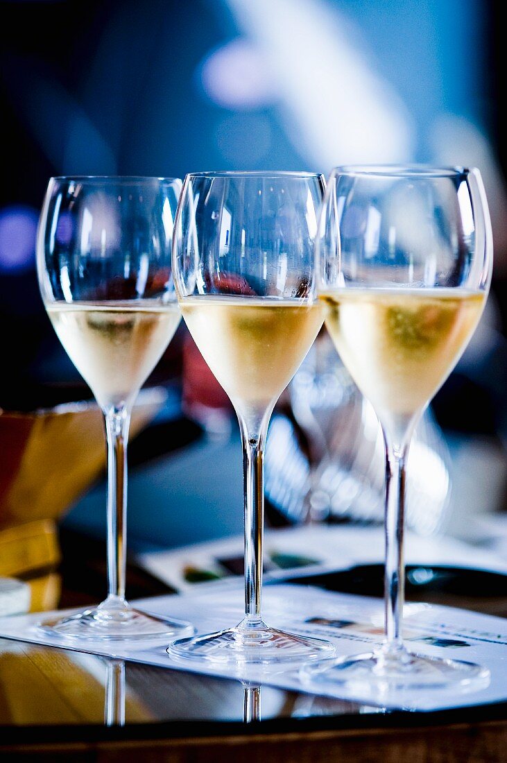 Glasses of sparkling wine from Franciacorta, Italy