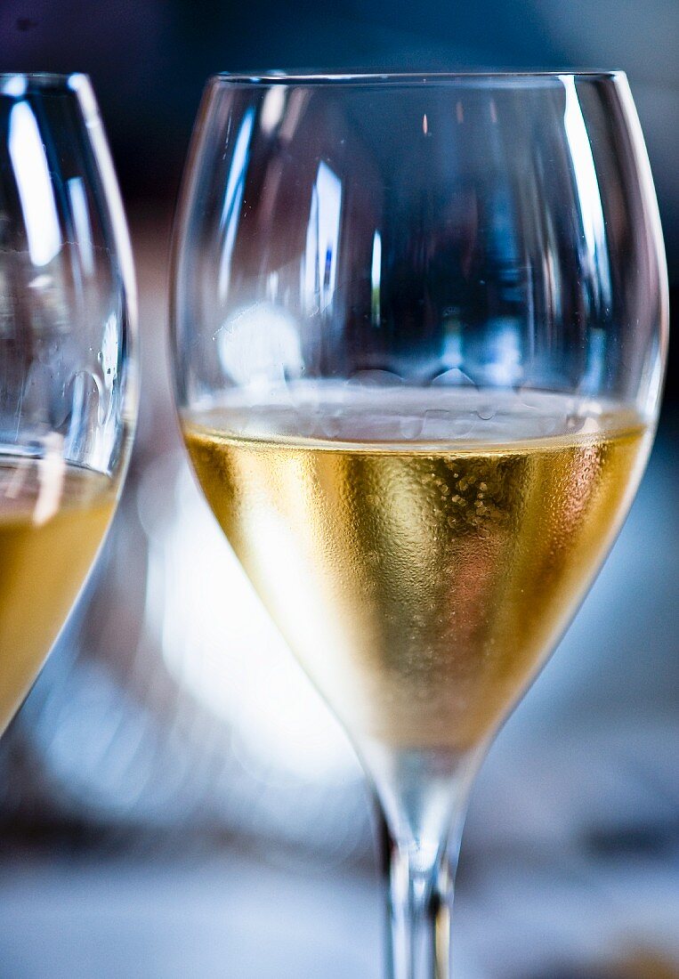 Glasses of sparkling wine from Franciacorta, Italy