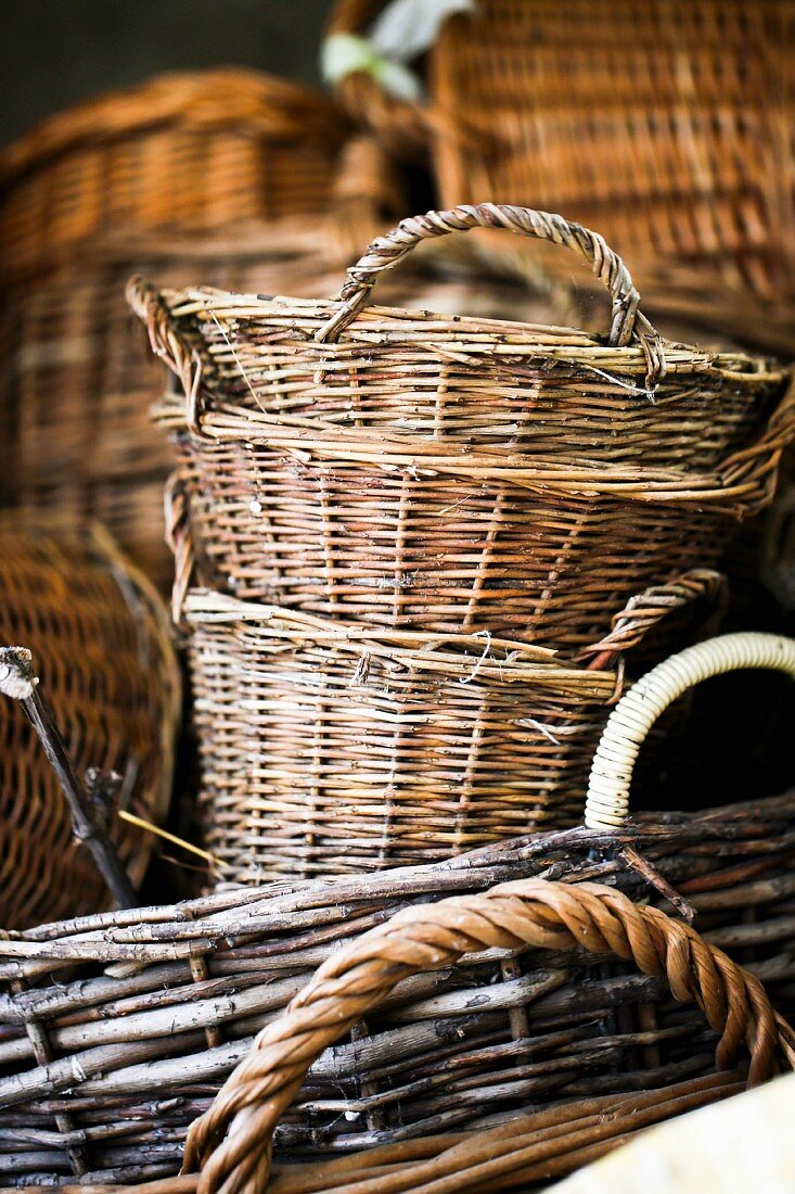 Wicker harvest baskets