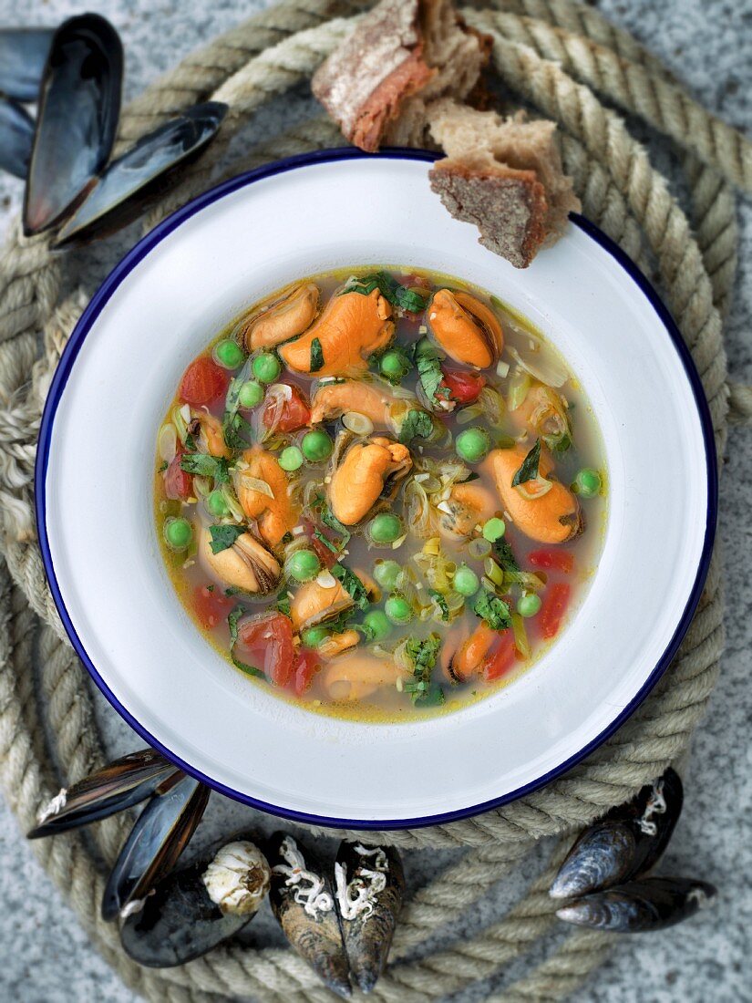 Mussel and vegetable soup