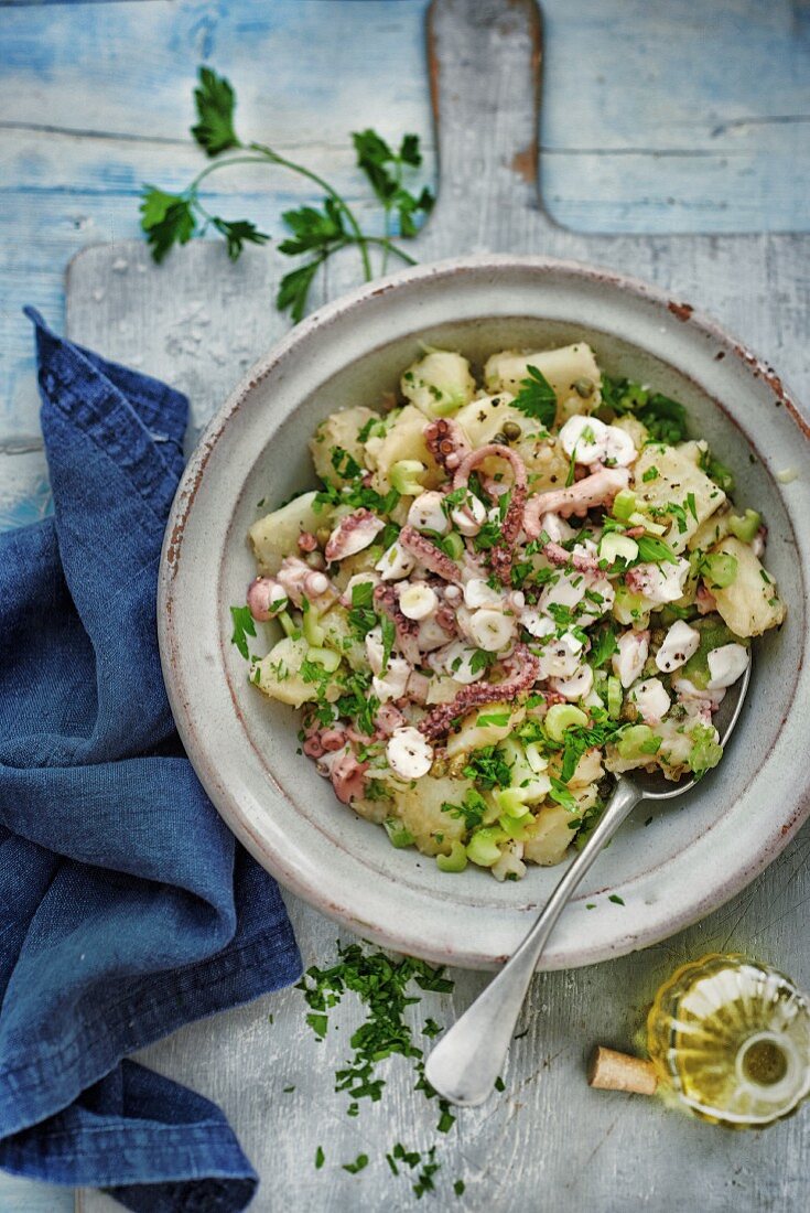 Potato salad with octopus