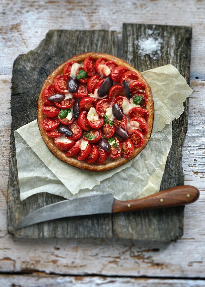 Tomato and olive tart