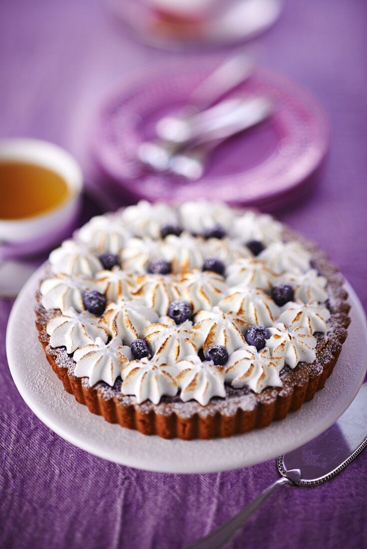 Blueberry tart with meringue