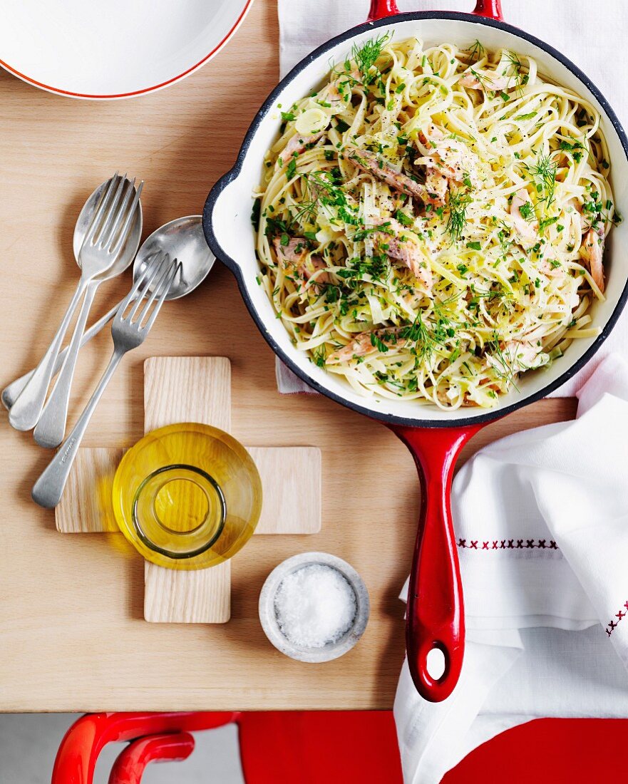 Tagliatelle mit geräucherter Forelle