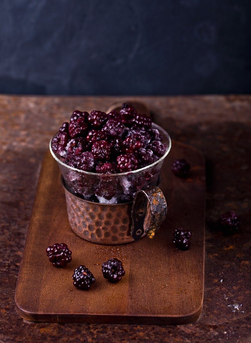 Blackberries in a glass cup