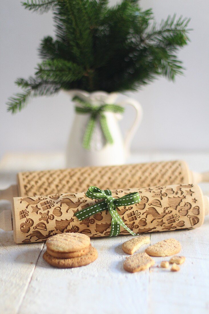 A Christmas patterned rolling pin