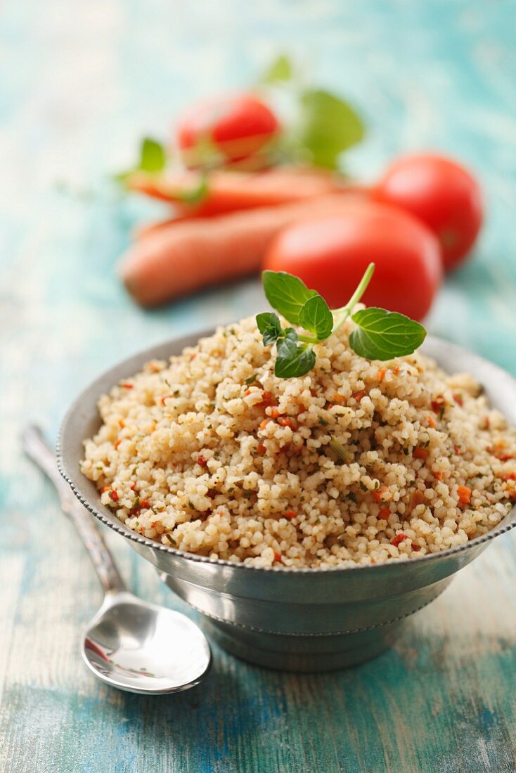 Tabbouleh with carrots, tomatoes and mint