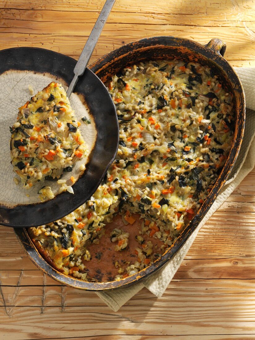 Chard and barley bake (vegetarian)