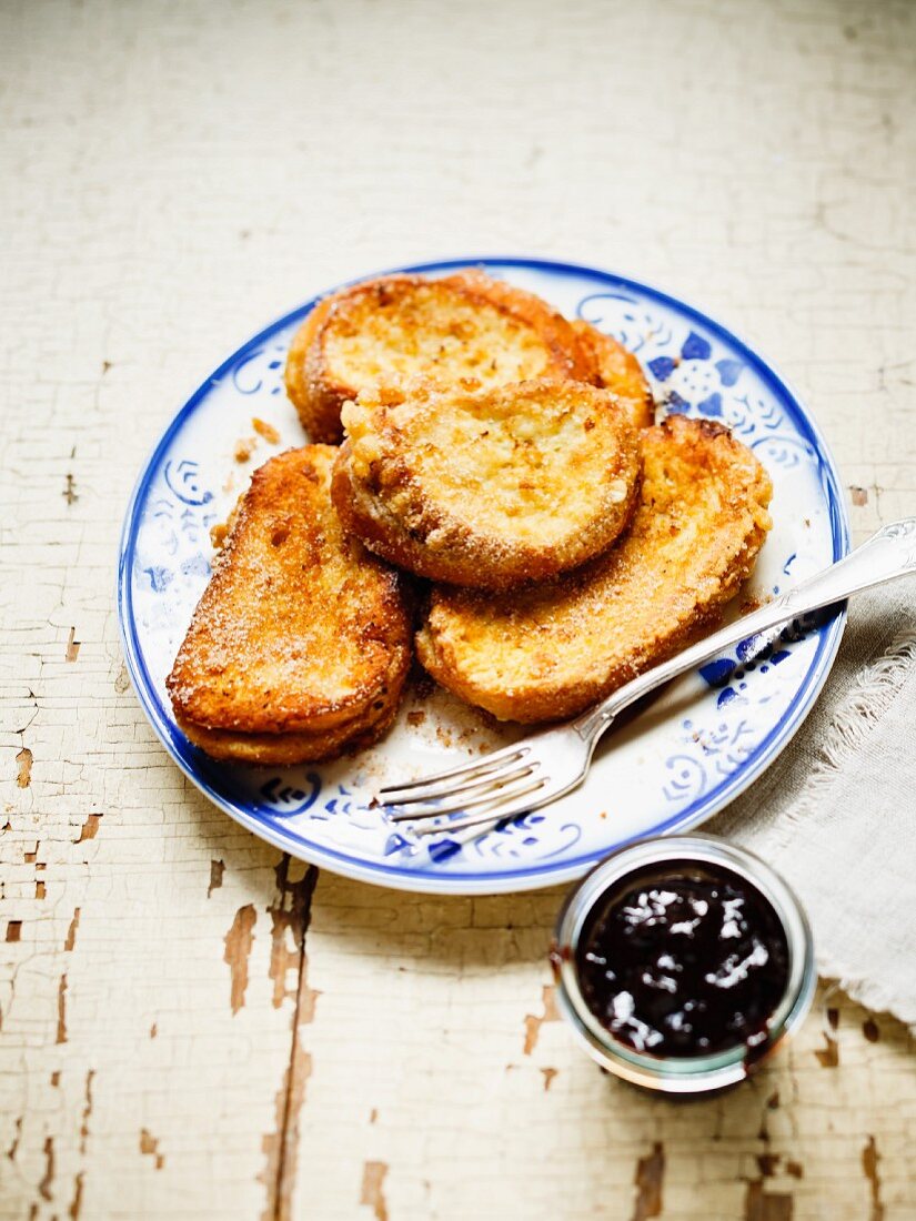 French toast with damson mousse