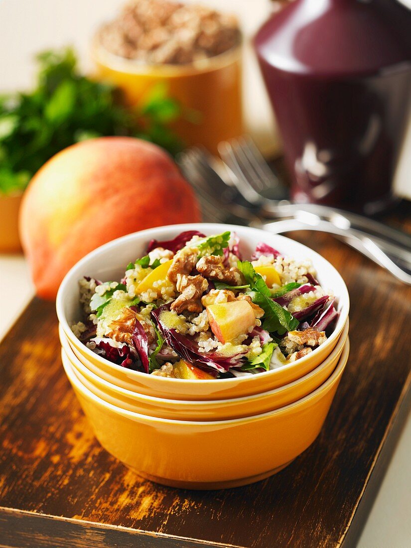 Quinoa and radicchio salad with peaches