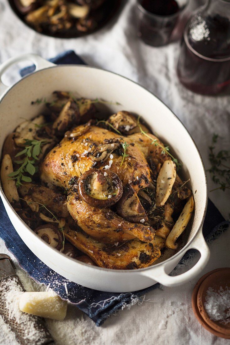 Chicken with mushrooms on ciabatta