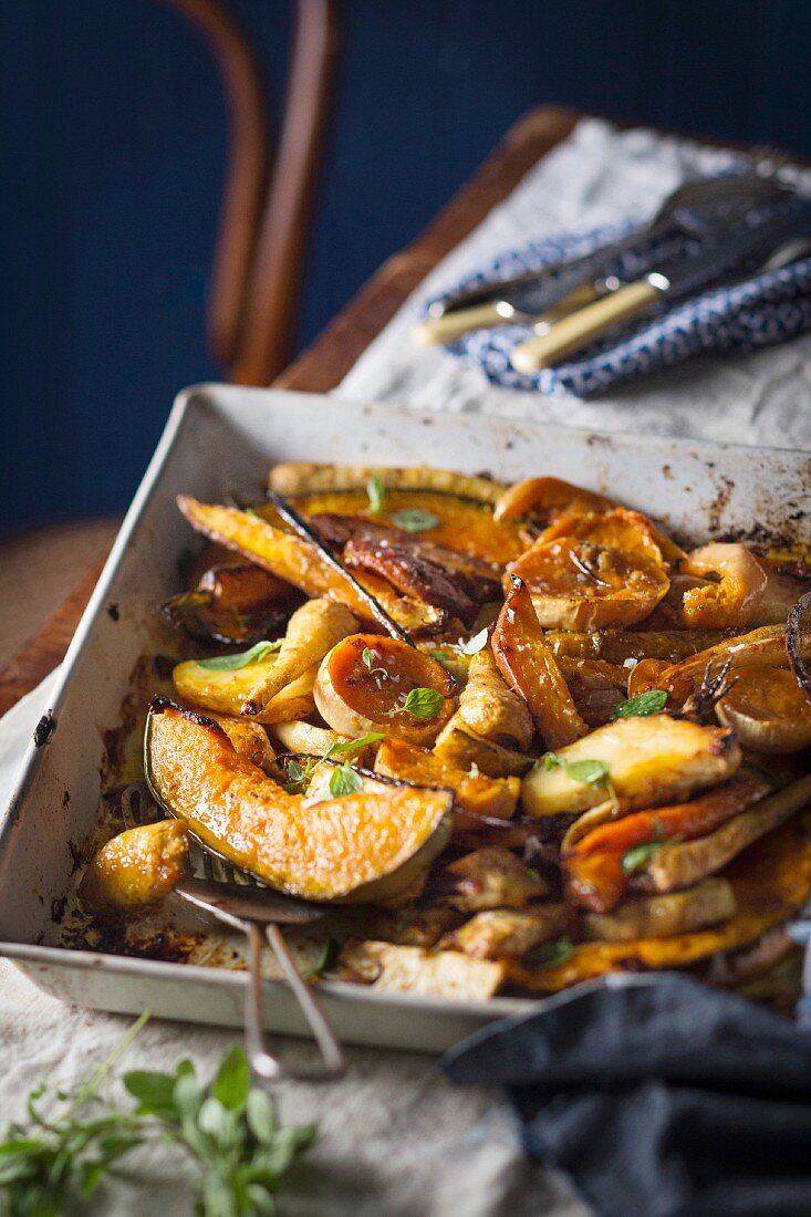 Fried winter vegetables with vanilla and orange