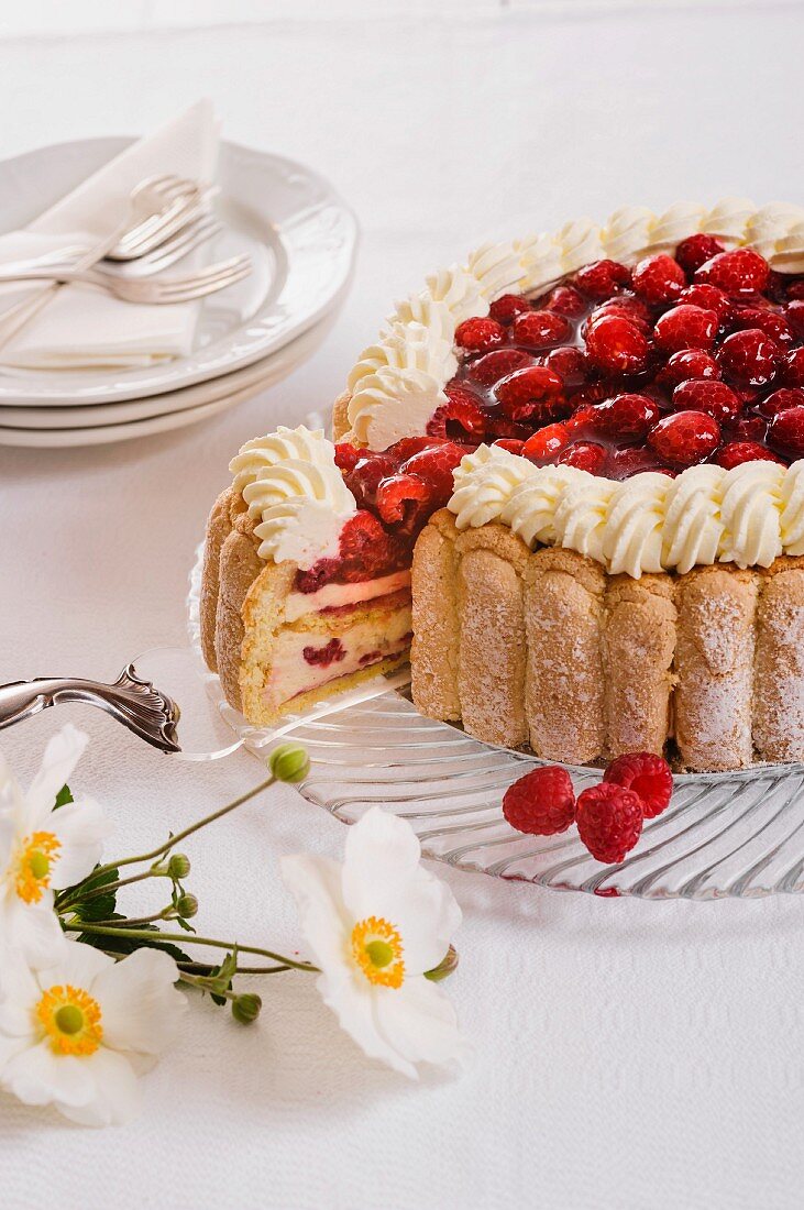 rapberry flaky pastry layered dessert