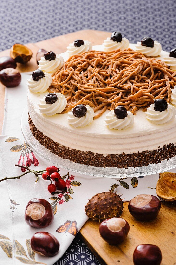 Chestnut cream cake