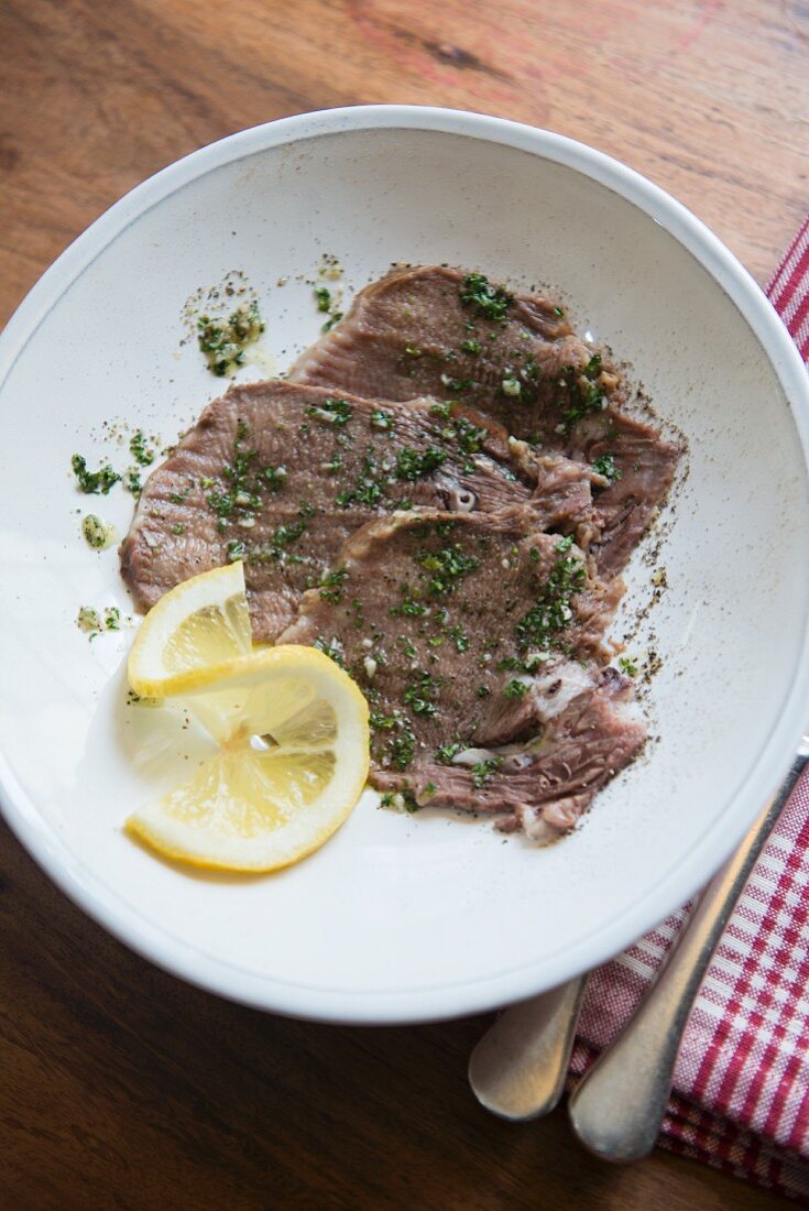 Tongue with vinaigrette