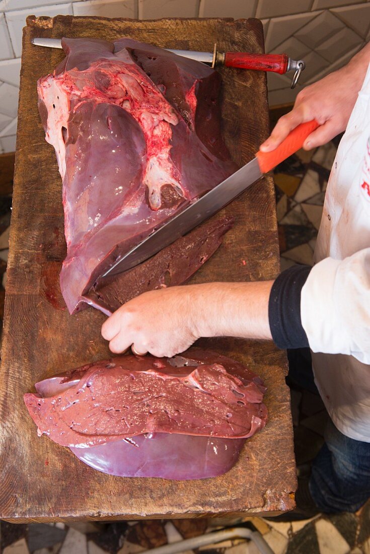 A liver being cut