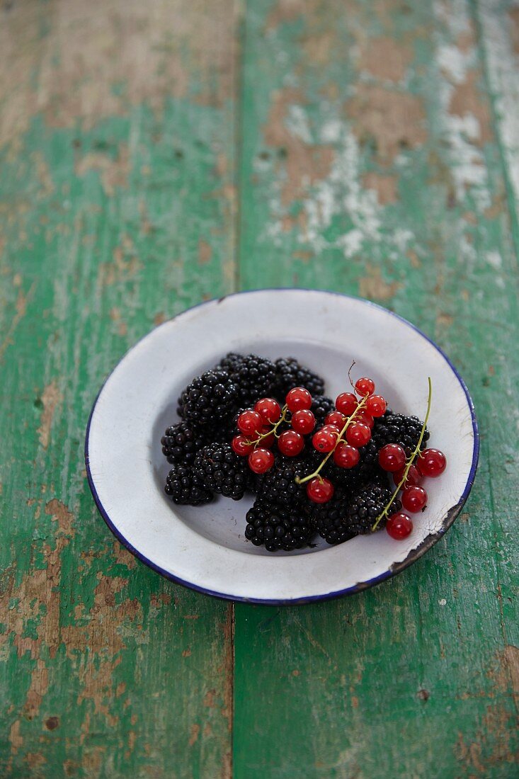 Blackberries and redcurrants