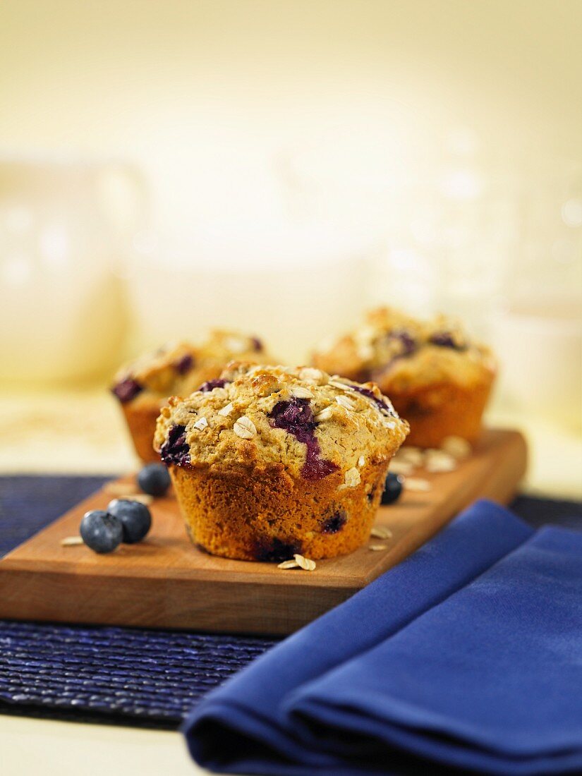 Blaubeermuffins mit Haferflocken