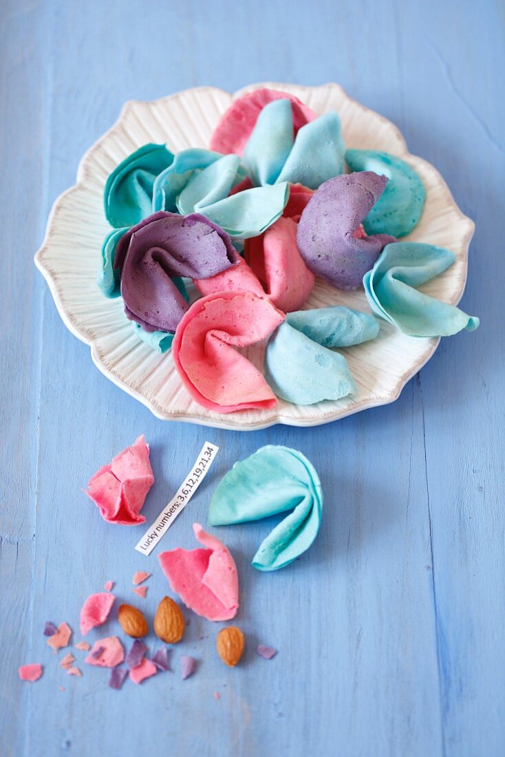 Colourful, homemade fortune cookies