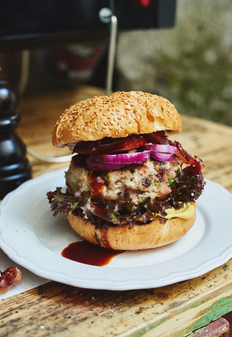 A grilled veal burger