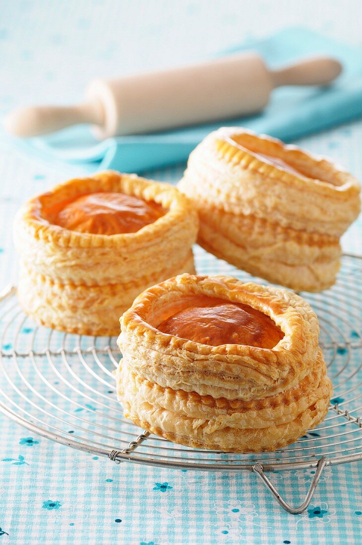 Vol-au-vents on a wire rack