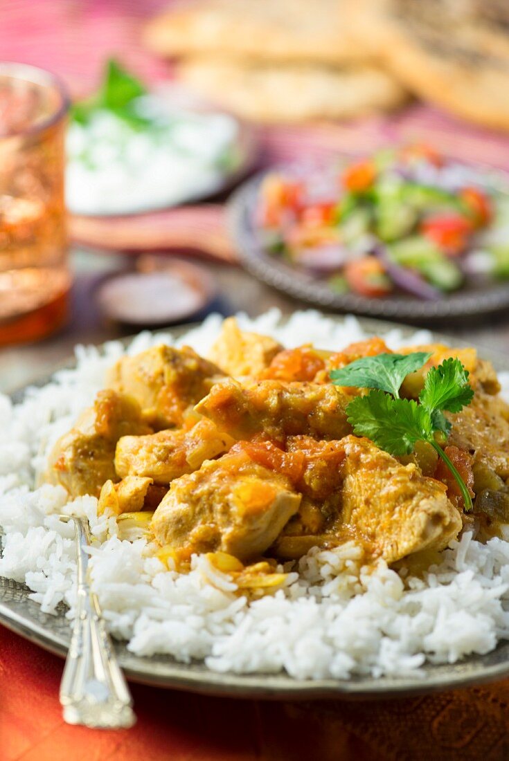 Chicken curry with rice (India)