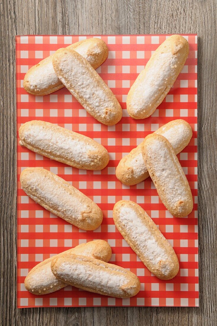 Sponge fingers on a checked napkin