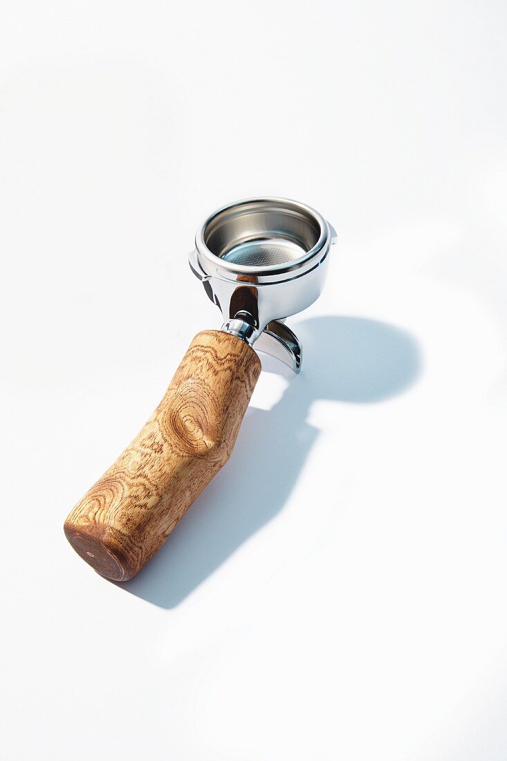 Portafilter with birch-wood handle