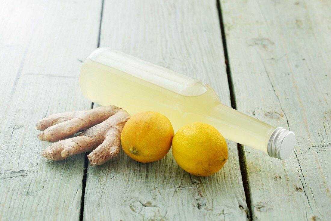 Homemade lemon and ginger syrup