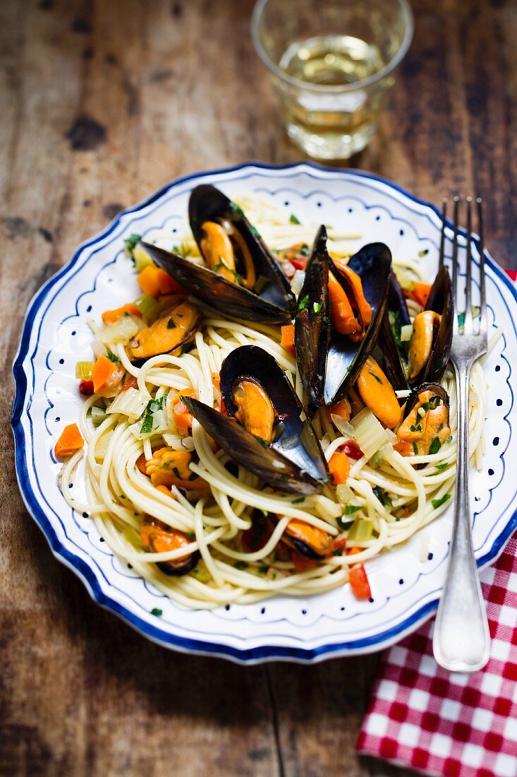 Spaghetti with mussel