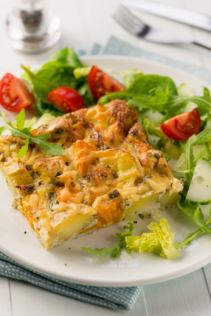 A frittata made with two types of potatoes