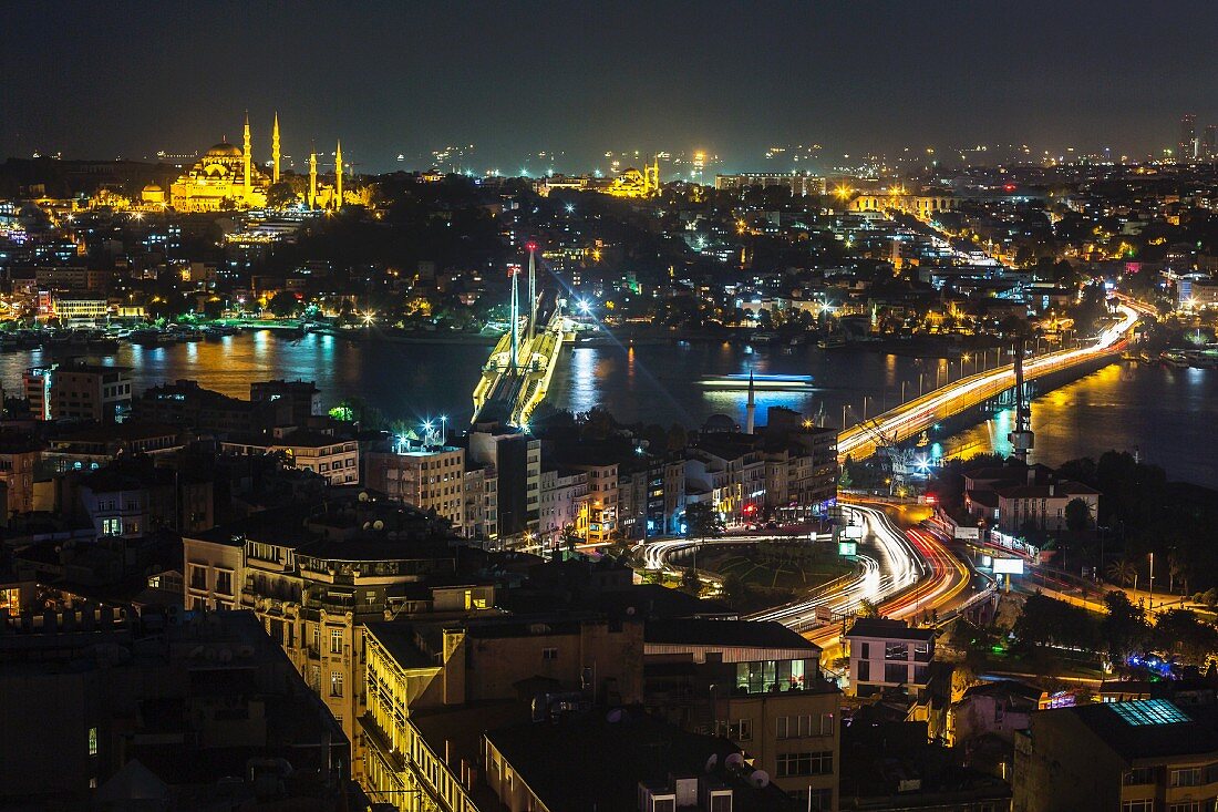 A view of Istanbul by night
